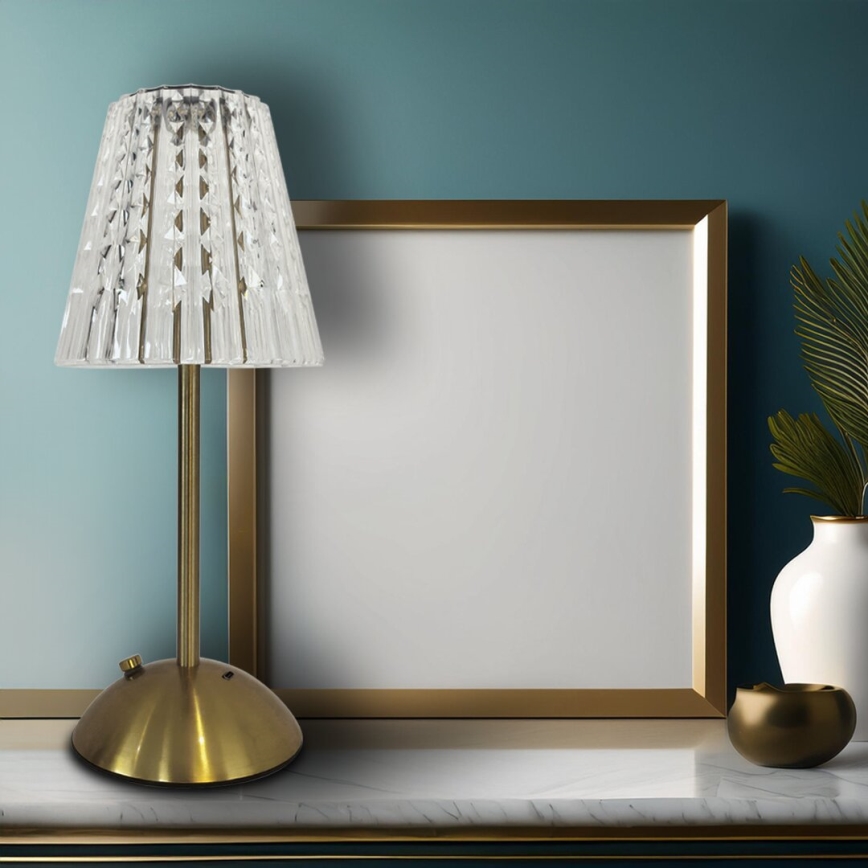LED Stmívatelná dotyková nabíjecí stolní lampa ELBA LED/1,6W/800 mAh 3000/4000/6000K zlatá/čirá