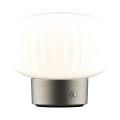LED Stmívatelná dotyková stolní lampa LATTE LED/1,8W/5V USB 2000 mAh matný chrom/bílá
