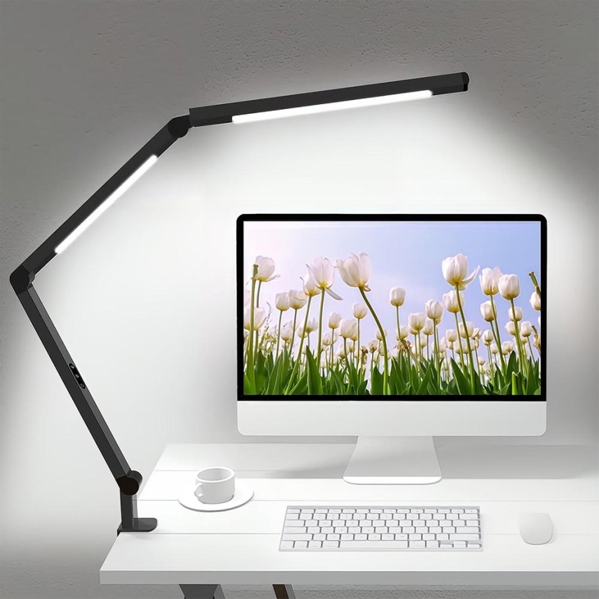LED Stmívatelná dotyková flexibilní stolní lampa POINTIQ LED/12W/230V 3000/4000/5000/6500K CRI 92 černá