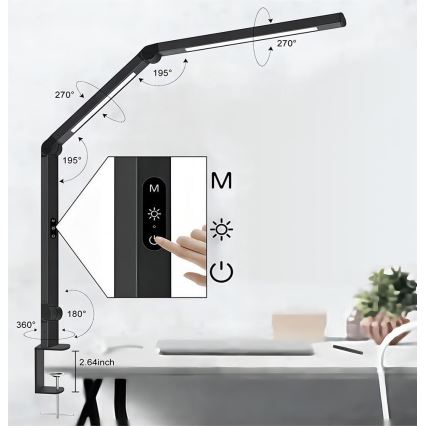 LED Stmívatelná dotyková flexibilní stolní lampa POINTIQ LED/12W/230V 3000/4000/5000/6500K CRI 92 černá