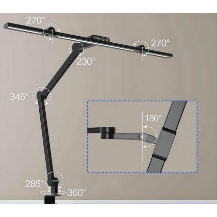 LED Stmívatelná dotyková flexibilní stolní lampa LED/24W/230V 3000-6500K CRI 92 černá