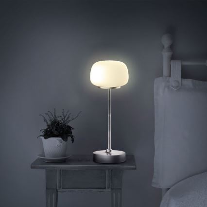 LED Stmívatelná dotyková stolní lampa RIMINI LED/2W/5V USB 2000 mAh matný chrom/bílá