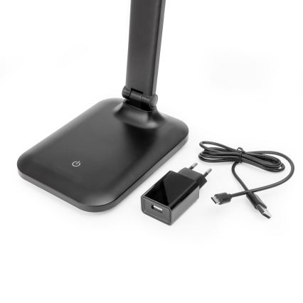 LED Stmívatelná dotyková stolní lampa s USB portem REMUS LED/5W/230V černá