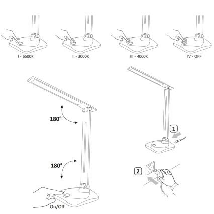 LED Stmívatelná dotyková stolní lampa TOLEDO LED/8W/230V 3000-6500K