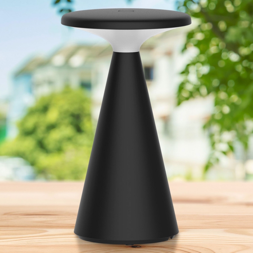 LED Stmívatelná dotyková venkovní stolní lampa PAROS LED/1,8W/5V USB 1800 mAh IP44 černá