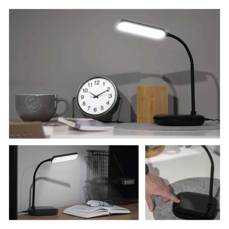 LED Stmívatelná flexibilní stolní lampa LED/12W/230V 3000K/4000K/6500K černá