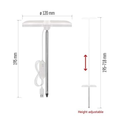 LED Stmívatelná interiérová lampa pro pěstování rostlin GROW LED/8W/5V