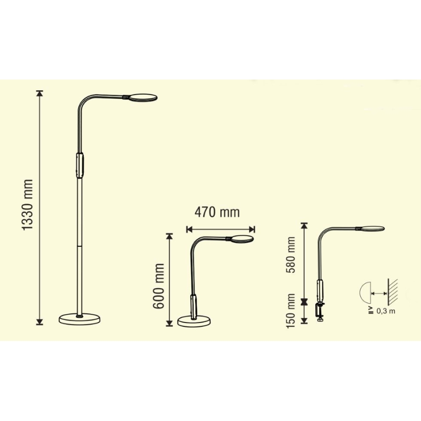 LED Stmívatelná dotyková lampa 3v1 LED/12W/230V bílá CRI 90 + dálkové ovládání