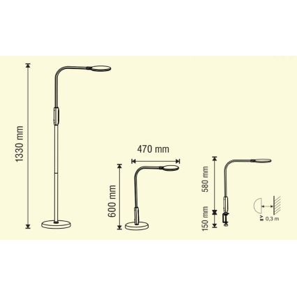 LED Stmívatelná dotyková lampa 3v1 LED/12W/230V černá CRI 90 + dálkové ovládání