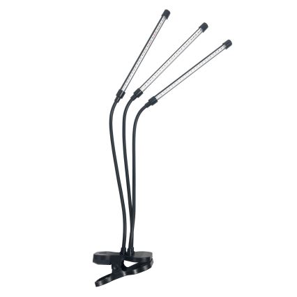 LED Stmívatelná flexibilní stolní lampa s klipem pro pěstování rostlin VITARO 3xLED/10W/230V černá