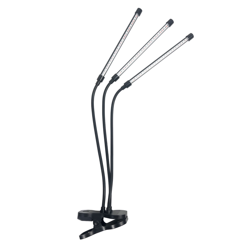 LED Stmívatelná flexibilní stolní lampa s klipem pro pěstování rostlin VITARO 3xLED/10W/230V černá