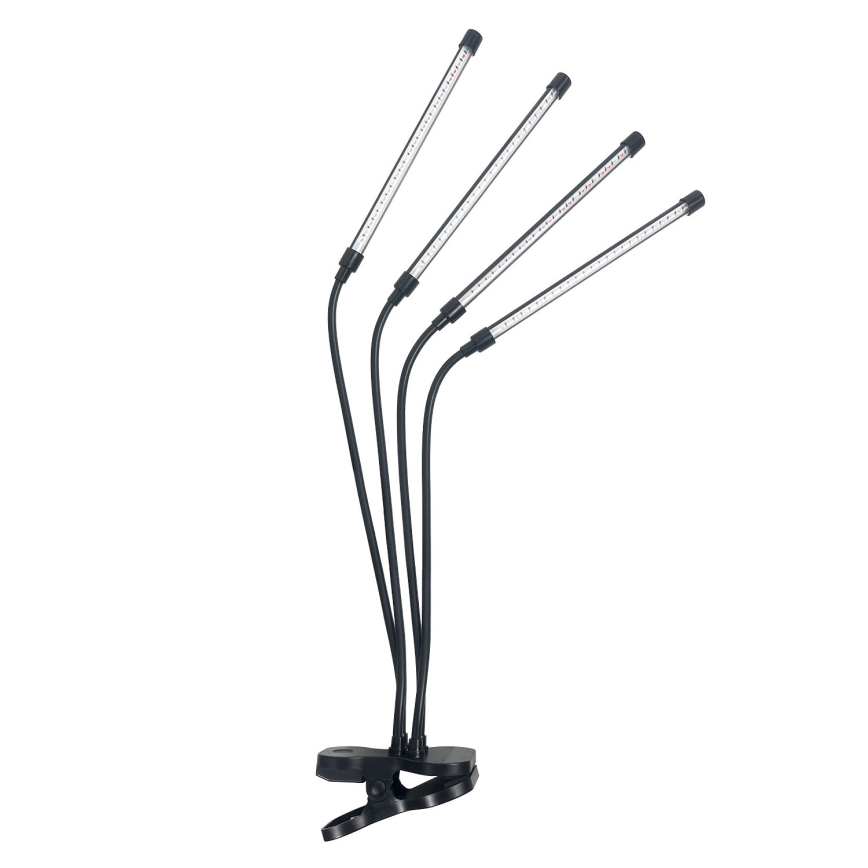 LED Stmívatelná flexibilní stolní lampa s klipem pro pěstování rostlin VITARO 4xLED/10W/230V černá