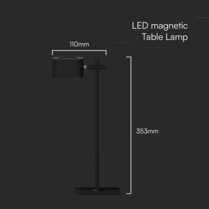 LED Stmívatelná magnetická nabíjecí stolní lampa 4v1 LED/3W/5V 3000-6000K 1800 mAh černá