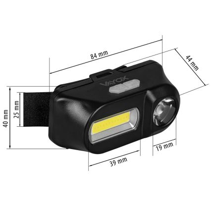 LED Stmívatelná nabíjecí čelovka 2xLED/5V IPX4 250 lm 2000 mAh