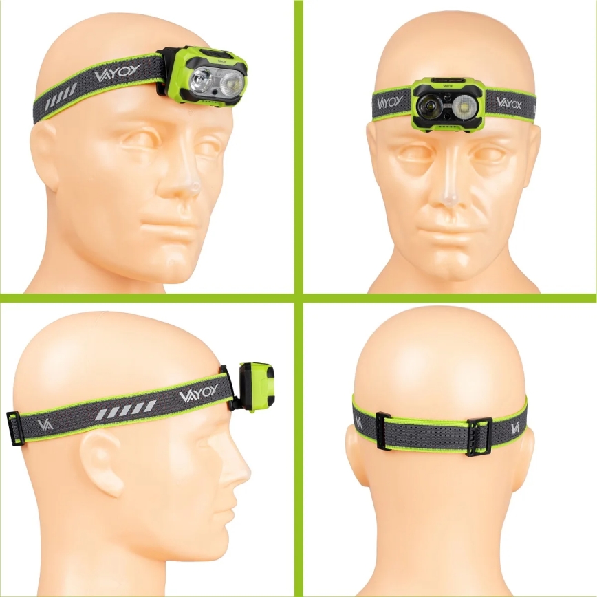 LED Stmívatelná nabíjecí čelovka se senzorem a červeným světlem LED/10W/5V/3xAAA IP44 600 lm 1200 mAh