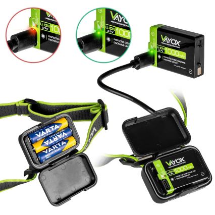 LED Stmívatelná nabíjecí čelovka LED/10W/5V/3xAAA IP66 800 lm 1000 mAh