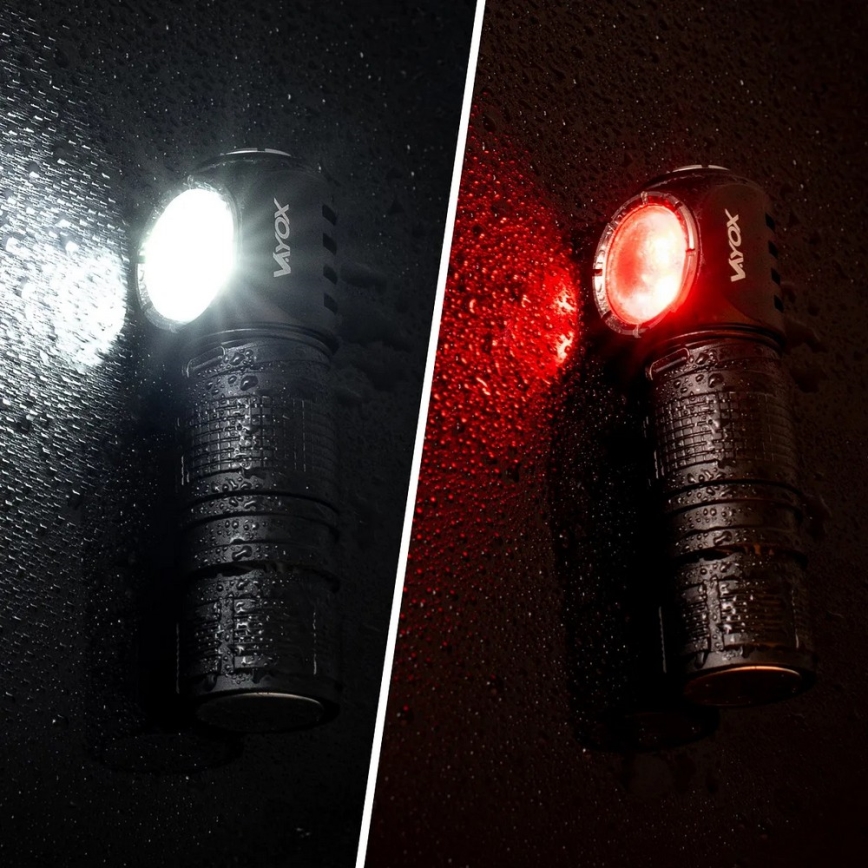 LED Stmívatelná nabíjecí čelovka s červeným světlem 3v1 LED/10W/5V IP66 500 lm 800 mAh