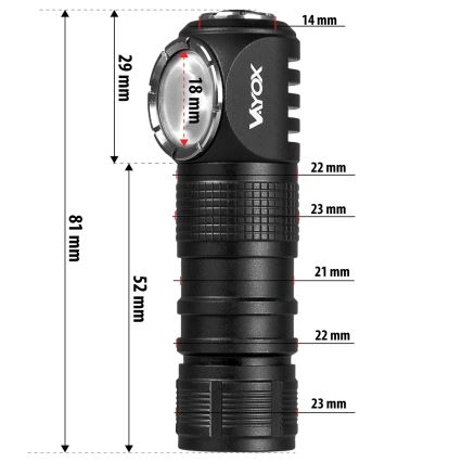 LED Stmívatelná nabíjecí čelovka s červeným světlem 3v1 LED/10W/5V IP66 500 lm 800 mAh