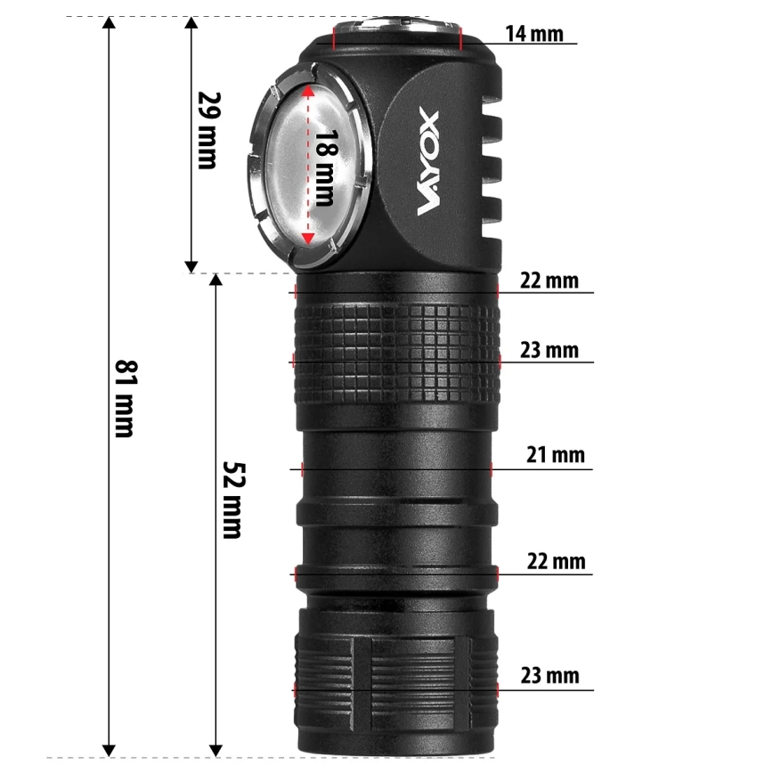 LED Stmívatelná nabíjecí čelovka s červeným světlem 3v1 LED/10W/5V IP66 500 lm 800 mAh