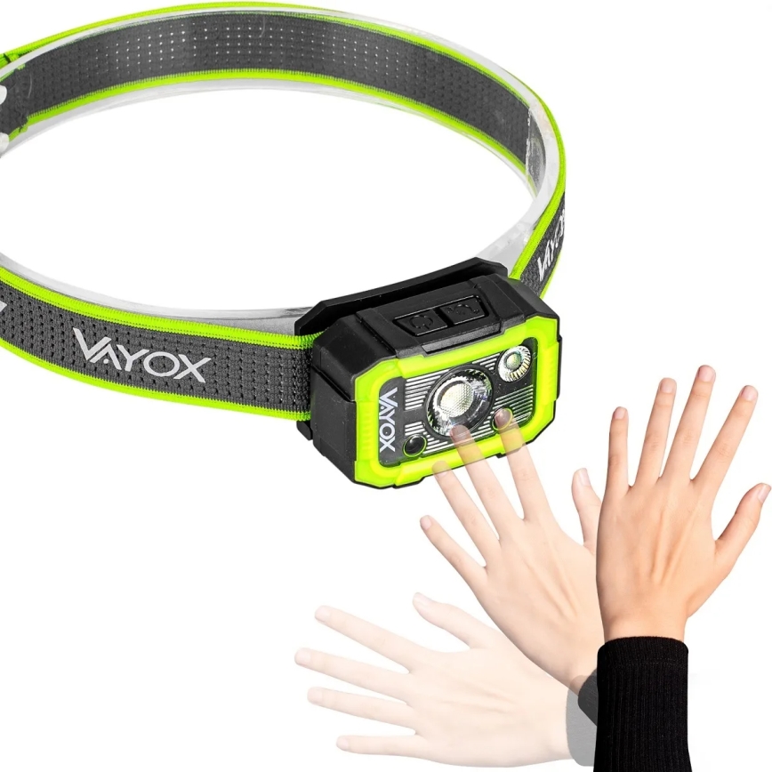 LED Stmívatelná nabíjecí čelovka se senzorem LED/10W/5V IP66 750 lm 1500 mAh