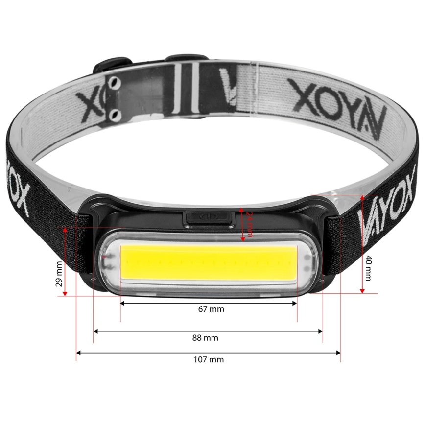 LED Stmívatelná nabíjecí čelovka LED/5V IPX4 300 lm 1200 mAh