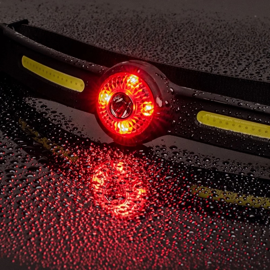 LED Stmívatelná nabíjecí čelovka s červeným světlem LED/5V IPX4 550 lm 600 mAh