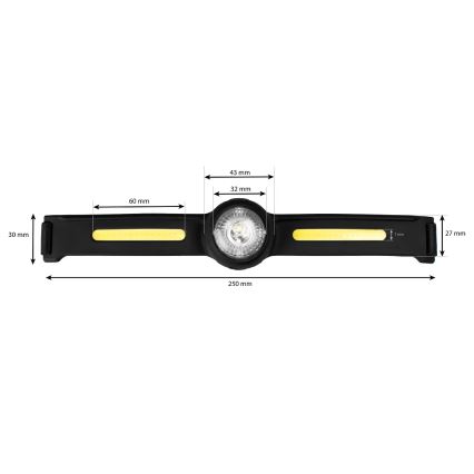 LED Stmívatelná nabíjecí čelovka s červeným světlem LED/5V IPX4 550 lm 600 mAh