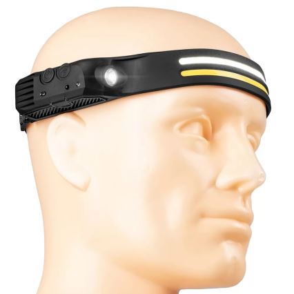 LED Stmívatelná nabíjecí čelovka se senzorem 3xLED/5V IP44 300 lm 1200 mAh