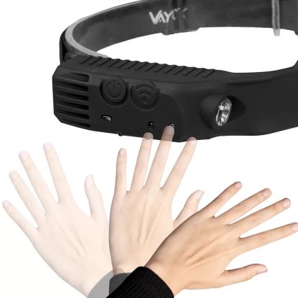 LED Stmívatelná nabíjecí čelovka se senzorem 3xLED/5V IP44 300 lm 1200 mAh