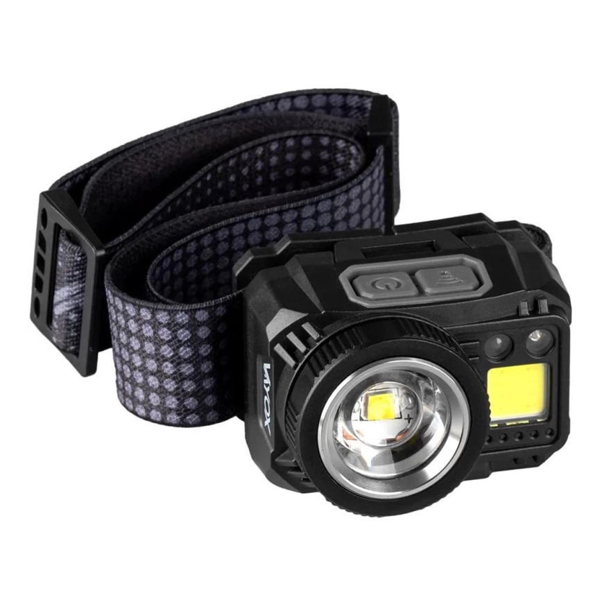 LED Stmívatelná nabíjecí čelovka se senzorem a červeným světlem LED/6W/5V/3xAAA IP44 500 lm 1200 mAh