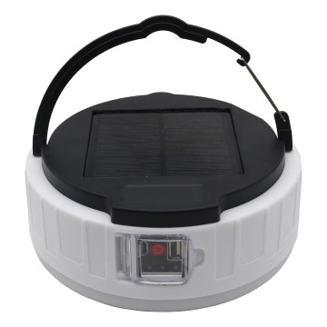 LED Stmívatelná nabíjecí solární lampa s funkcí powerbanky K3 LED/2W/5,5V 6500K IPX4 1200 mAh černá/bílá