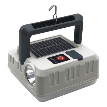 LED Stmívatelná nabíjecí solární lampa s funkcí powerbanky LED/1W/5,5V 8000K IPX4 1200 mAh šedá
