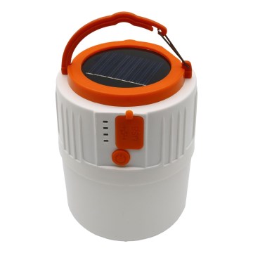 LED Stmívatelná nabíjecí solární svítilna s funkcí powerbanky K1 LED/3W/3,7V 7000K IPX4 3200 mAh bílá