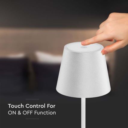LED Stmívatelná nabíjecí stojací lampa 3v1 LED/4W/5V 4400 mAh 3000K IP54 bílá