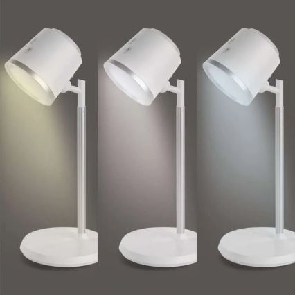 LED Stmívatelná nabíjecí stolní lampa 4v1 LED/6W/3,7V 3000K/4000K/6500K 1500mAh bílá