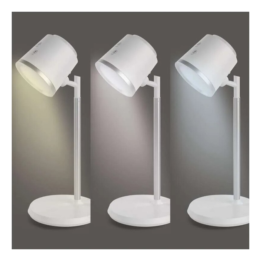 LED Stmívatelná nabíjecí stolní lampa 4v1 LED/6W/3,7V 3000K/4000K/6500K 1500mAh bílá