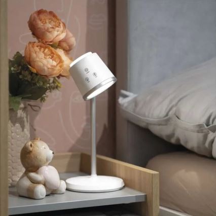 LED Stmívatelná nabíjecí stolní lampa 4v1 LED/6W/3,7V 3000K/4000K/6500K 1500mAh bílá