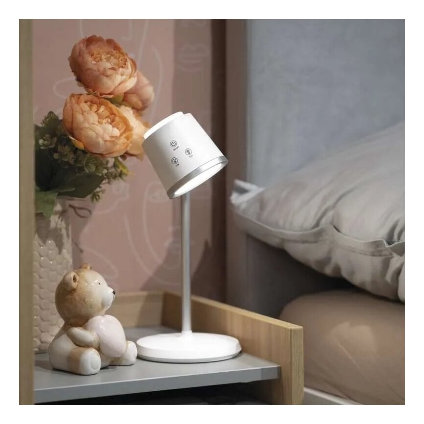 LED Stmívatelná nabíjecí stolní lampa 4v1 LED/6W/3,7V 3000K/4000K/6500K 1500mAh bílá