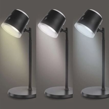 LED Stmívatelná nabíjecí stolní lampa 4v1 LED/6W/3,7V 3000K/4000K/6500K 1500mAh černá