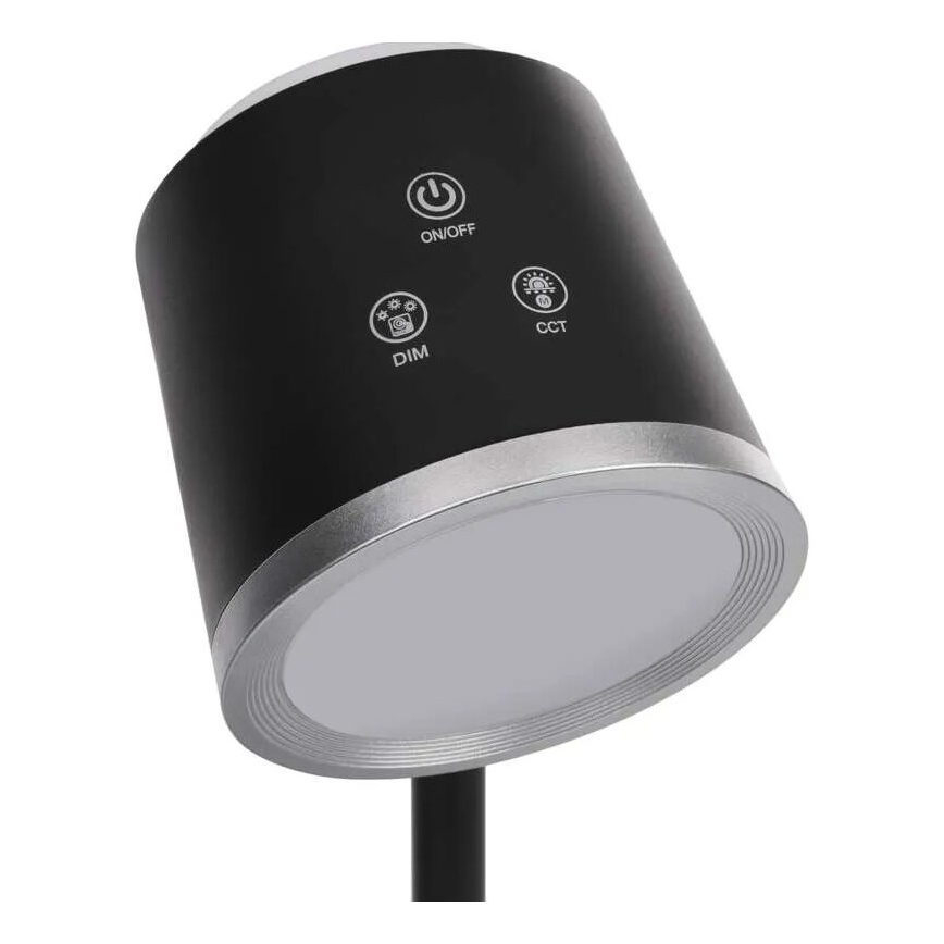 LED Stmívatelná nabíjecí stolní lampa 4v1 LED/6W/3,7V 3000K/4000K/6500K 1500mAh černá