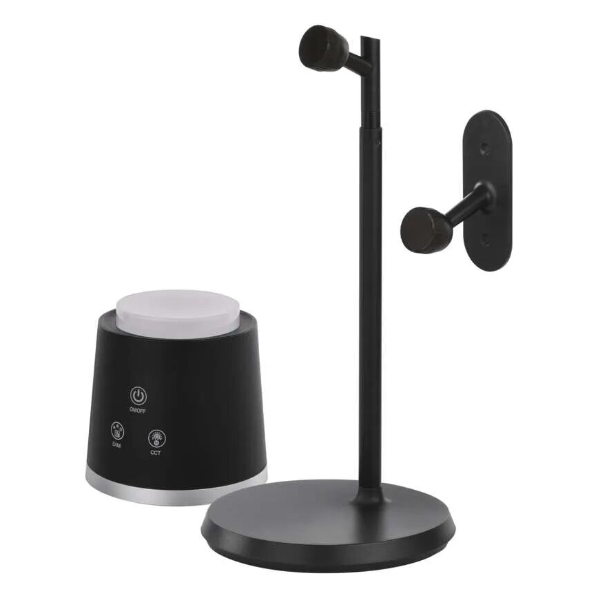 LED Stmívatelná nabíjecí stolní lampa 4v1 LED/6W/3,7V 3000K/4000K/6500K 1500mAh černá
