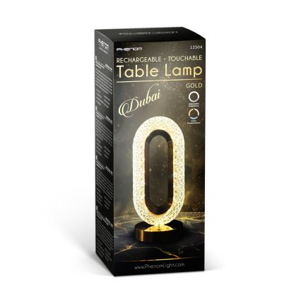 LED Stmívatelná nabíjecí stolní lampa DUBAI LED/2W/5V 2700K/4000K/6500K 400 mAh zlatá