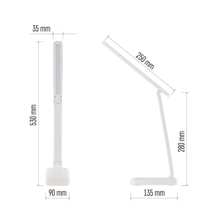 LED Stmívatelná nabíjecí stolní lampa LED/5W/3,7V 3000K/4000K/6500K 800mAh bílá