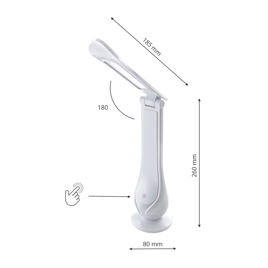 LED Stmívatelná nabíjecí stolní lampa LILLY LED/4W/5V 1200 mAh bílá