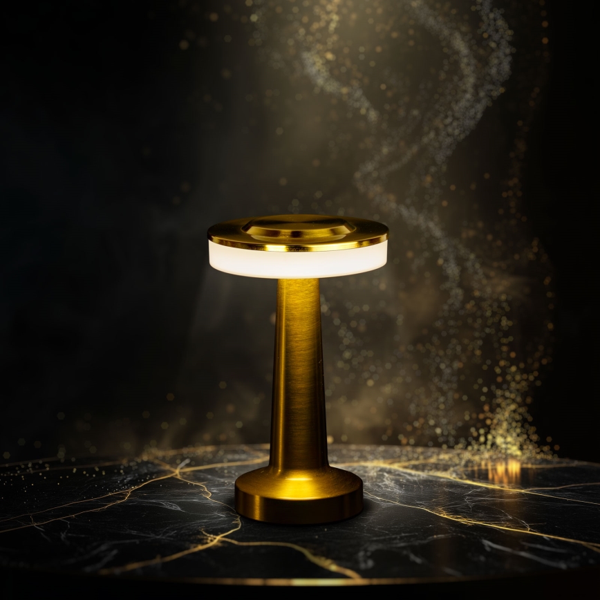 LED Stmívatelná nabíjecí stolní lampa LONDON LED/2W/5V 2700K/4000K/6500K 400 mAh zlatá