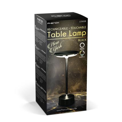 LED Stmívatelná nabíjecí stolní lampa NEW YORK LED/1,8W/5V 2700K/4000K/6500K 1200 mAh černá