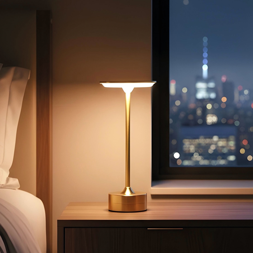 LED Stmívatelná nabíjecí stolní lampa NEW YORK LED/1,8W/5V 2700K/4000K/6500K 1200 mAh zlatá