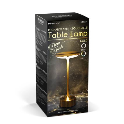 LED Stmívatelná nabíjecí stolní lampa NEW YORK LED/1,8W/5V 2700K/4000K/6500K 1200 mAh zlatá