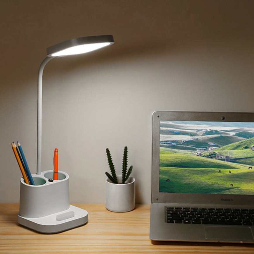 LED Stmívatelná nabíjecí stolní lampa s držákem a powerbankou LED/5W/5V 2400mAh