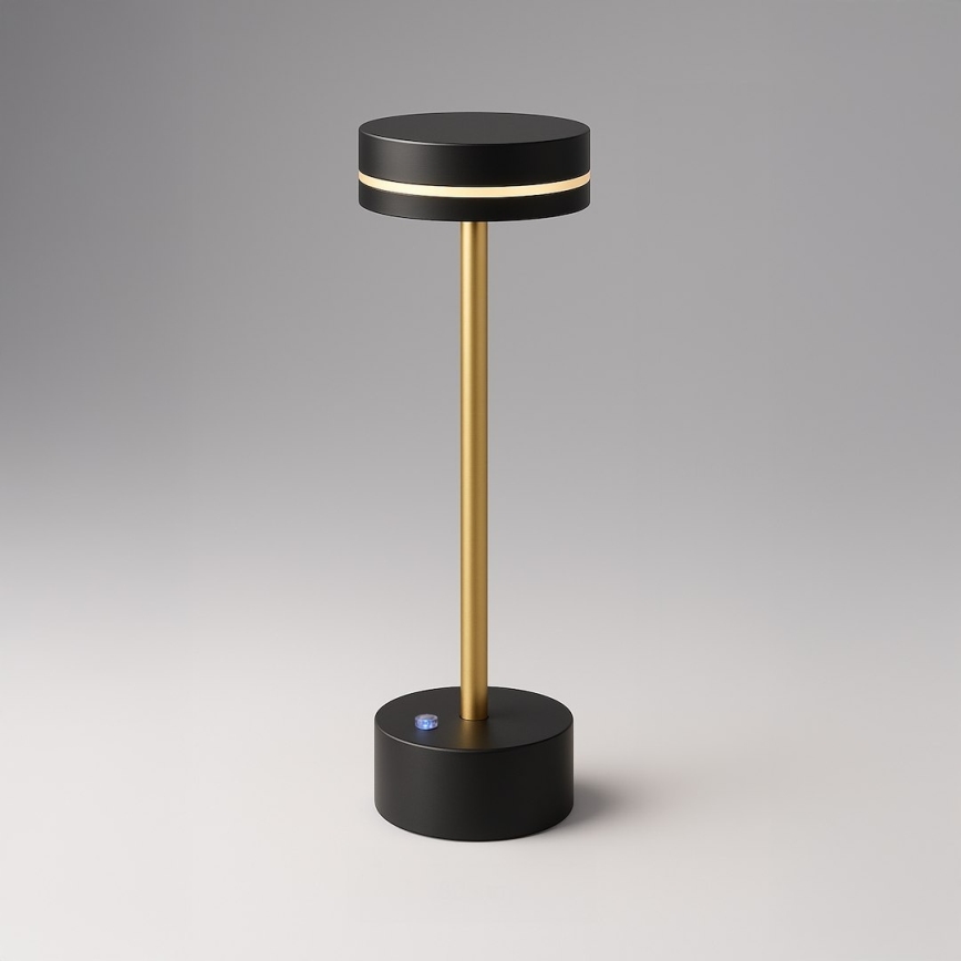 LED Stmívatelná nabíjecí stolní lampa SAM LED/5W/5V 3600 mAh černá/zlatá